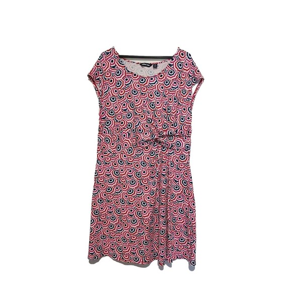 Lands End Dress 2X Plus Parasol Short Sleeve Twist Waist Stretch Knit Cotton 22w - Picture 1 of 4